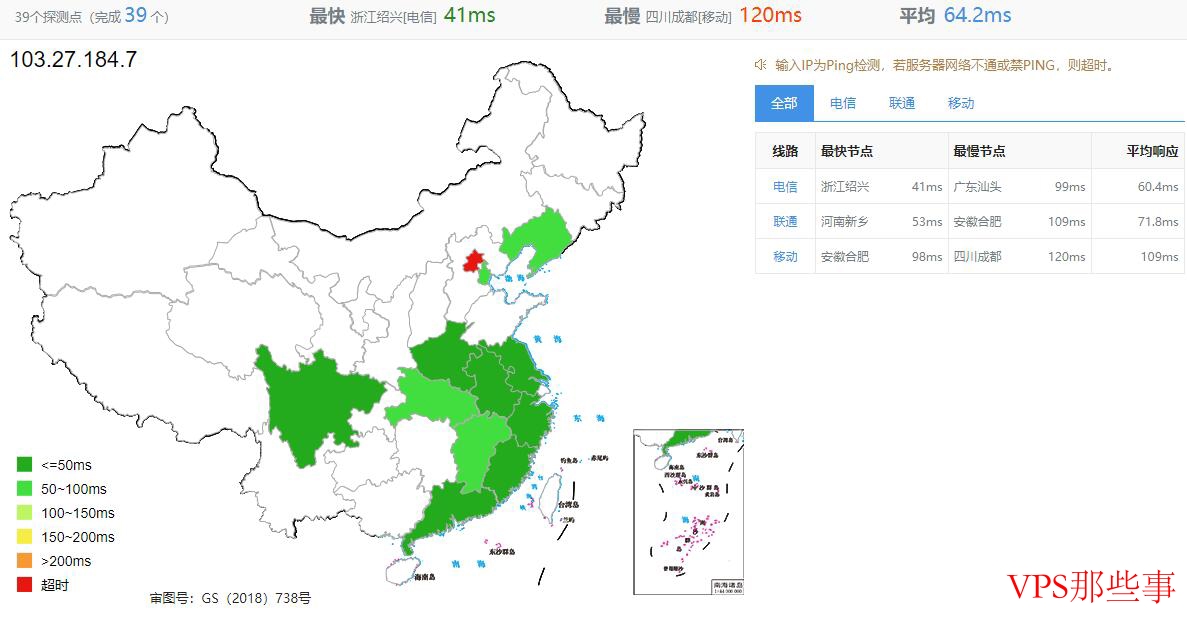 StarryDNS 日本VPS测评-三网延迟