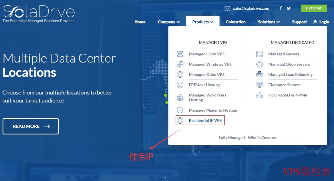 SolaDrive官网上的Residential IP VPS选项