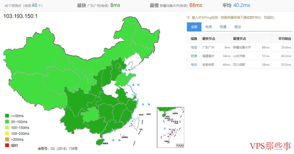 HostYun香港VPS三网Ping延迟效果